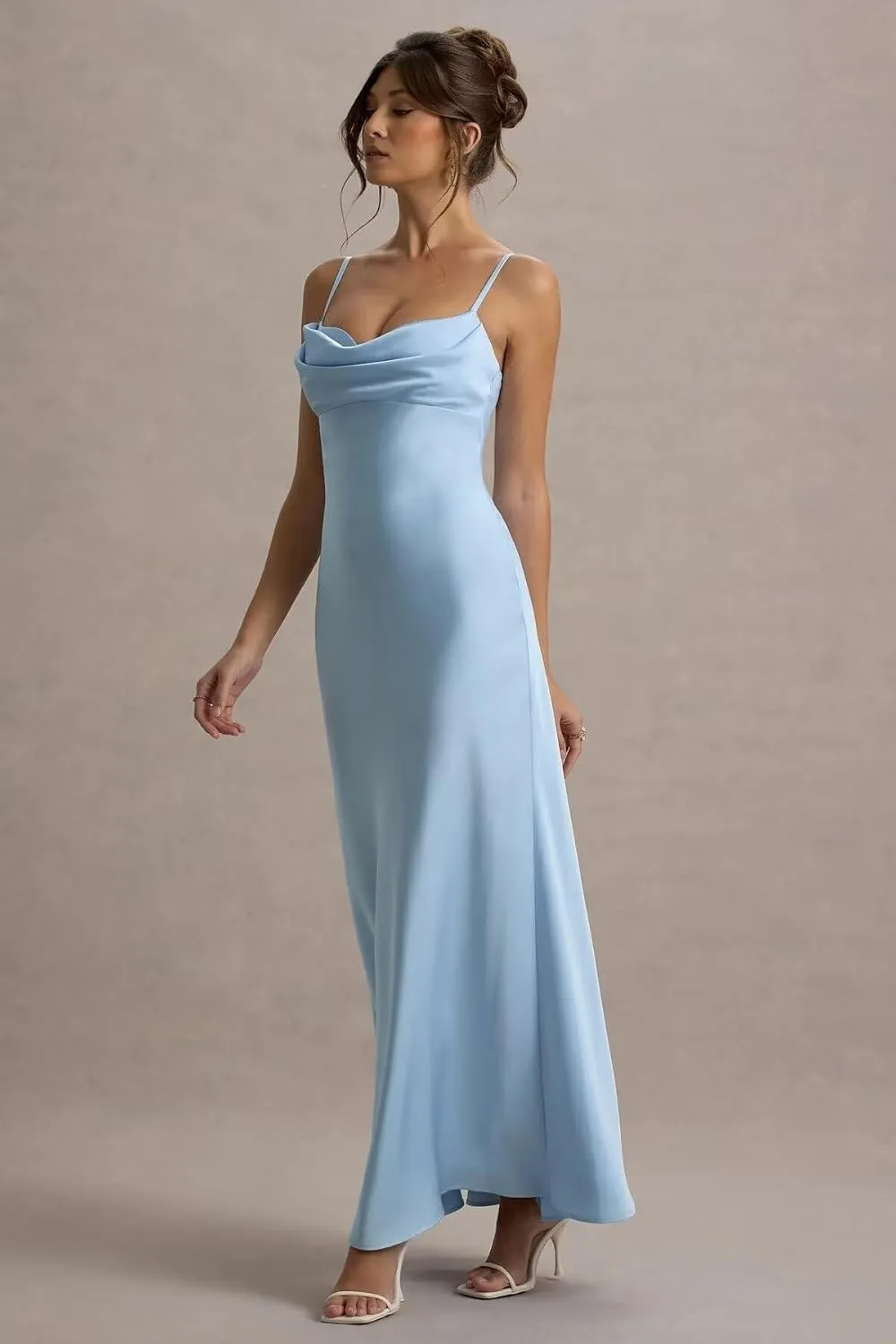 Maxianever Satin Bridesmaid Dresses 2025 Long Ruffled Bodycon Prom Party Gowns for Women