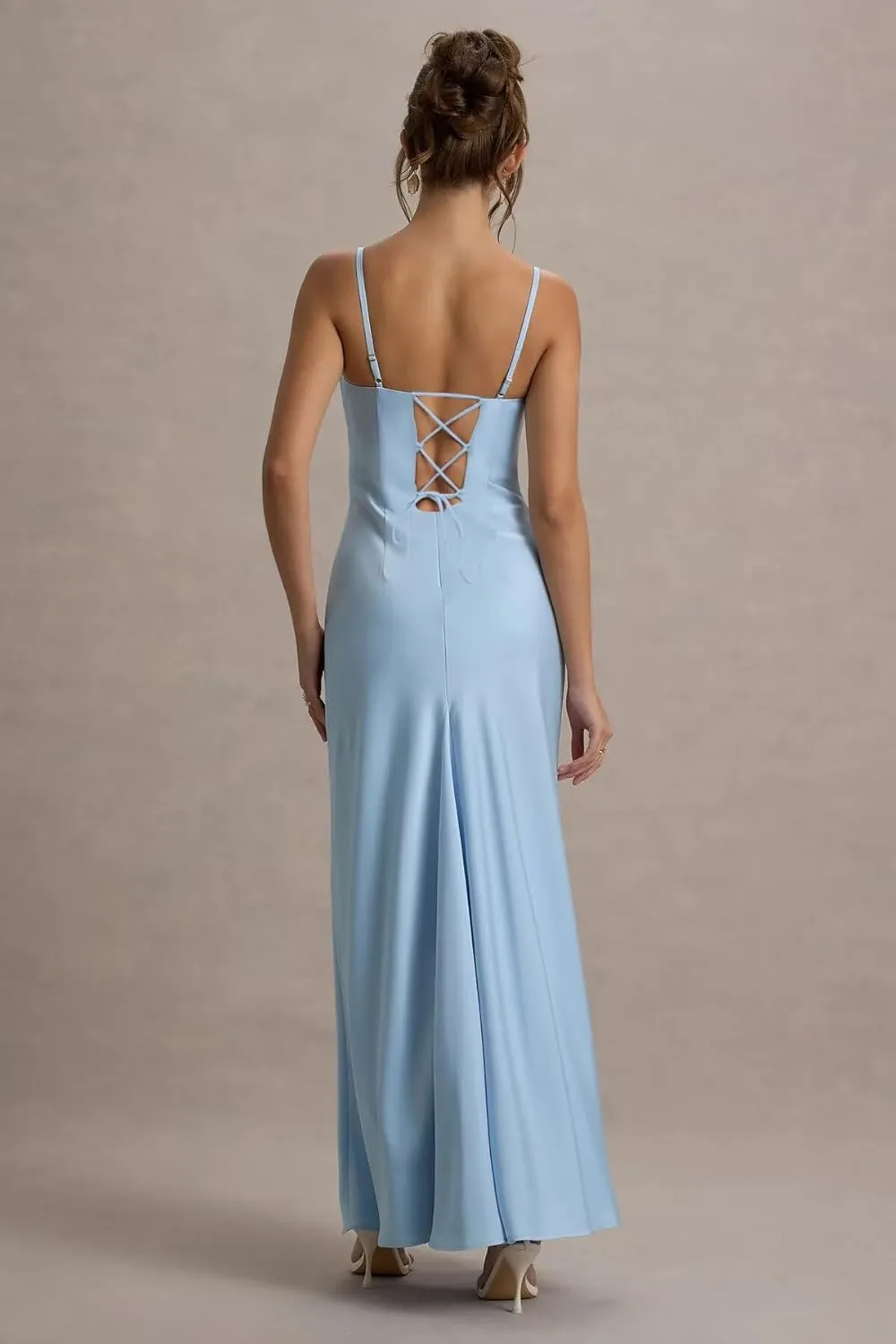 Maxianever Satin Bridesmaid Dresses 2025 Long Ruffled Bodycon Prom Party Gowns for Women