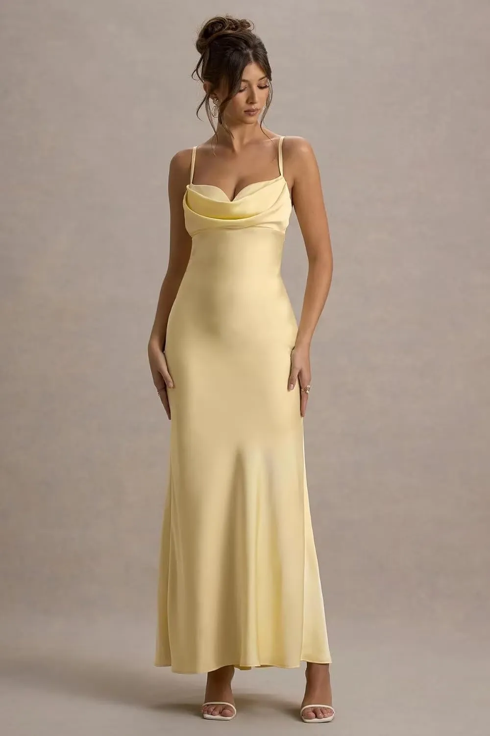 Maxianever Satin Bridesmaid Dresses 2025 Long Ruffled Bodycon Prom Party Gowns for Women