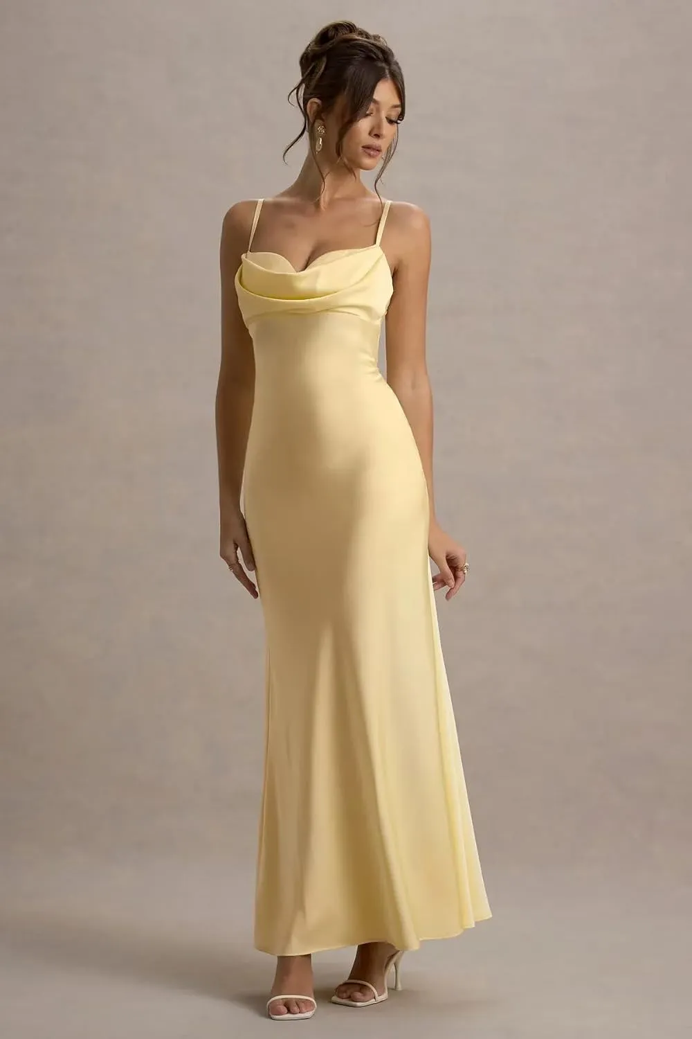 Maxianever Satin Bridesmaid Dresses 2025 Long Ruffled Bodycon Prom Party Gowns for Women