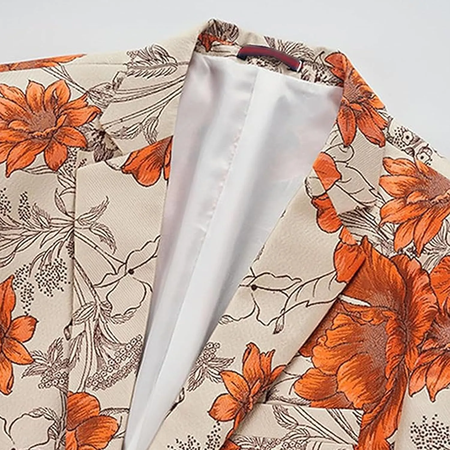 Mens 2 Piece Floral Dress Suit One Button Dinner Tuxedo Jacket & Pants Luxury Printed Wedding Blazer