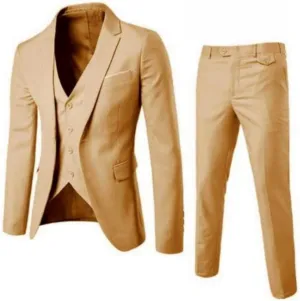 Mens 3 Piece Formal Suit Set Slim Fit Two Button Blazer Jacket Solid Vest Tailored Dress Pants for Business