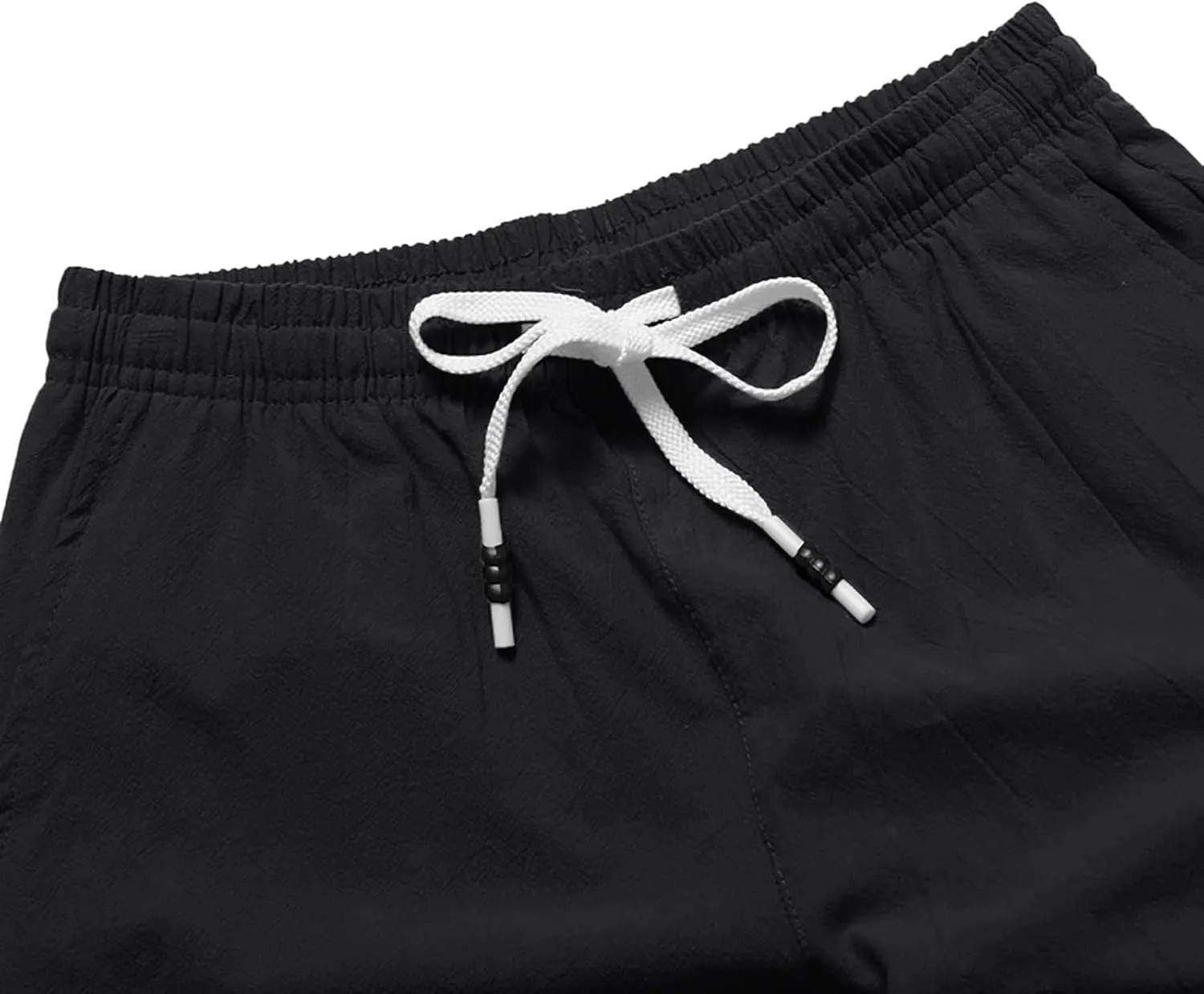 Men's Casual Cotton Linen Shorts Flat Front Trendy Drawstring Beach Shorts Lightweight Stretch Waistband Shorts with Pockets