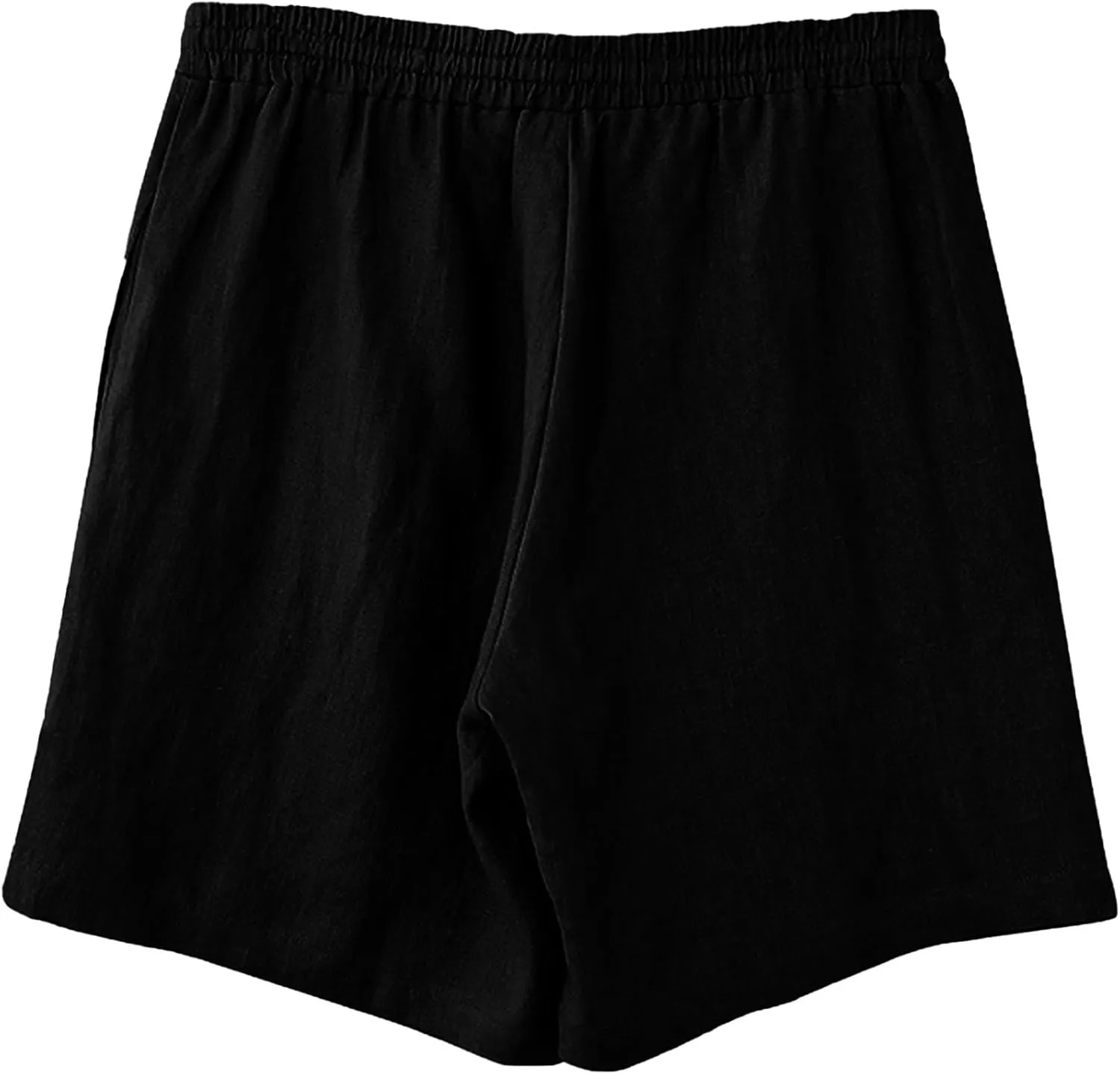 Men's Casual Drawstring Shorts Cotton Linen Loose Fit Breathable Shorts Summer Solid Color Lightweight Sweatpants