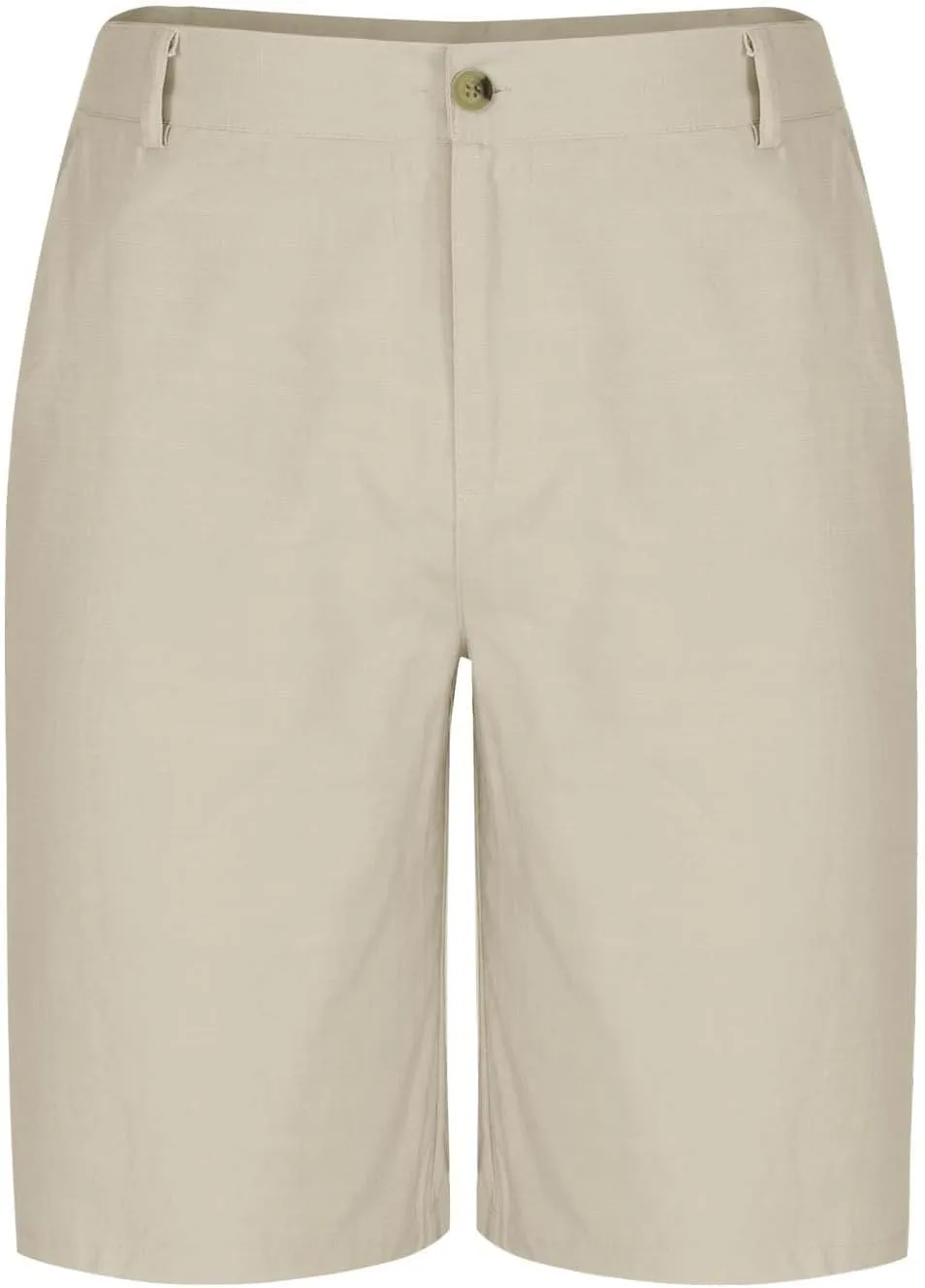 Men's Cotton Linen Shorts Solid Color Casual Pocket Half Shorts Button Zipper Dress Pants with Pockets