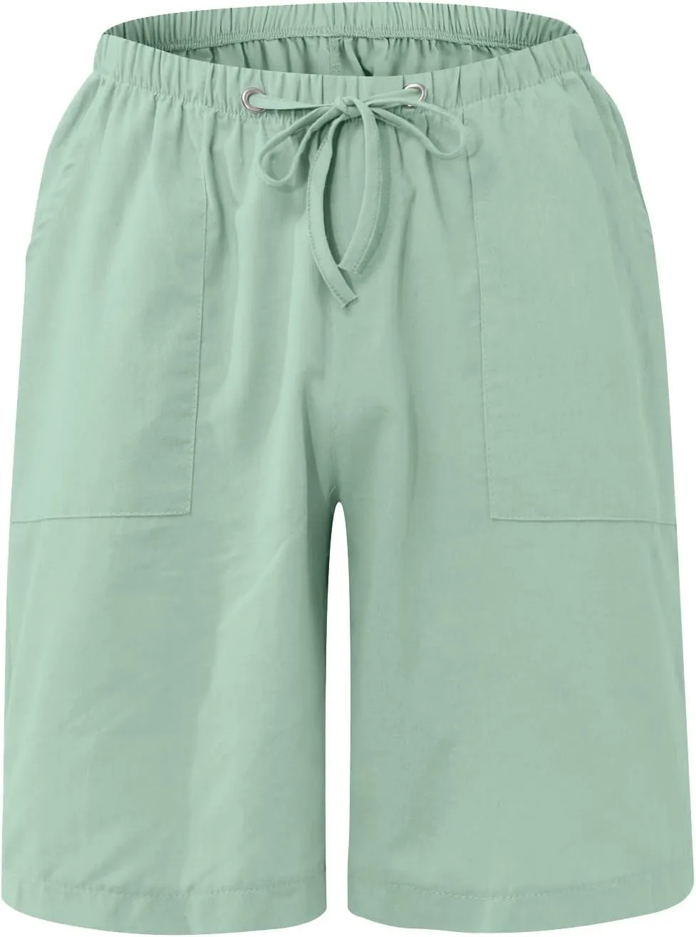 Mens Linen Shorts Casual Elastic Waist Drawstring Lightweight Summer Beach Golf Shorts with Pockets