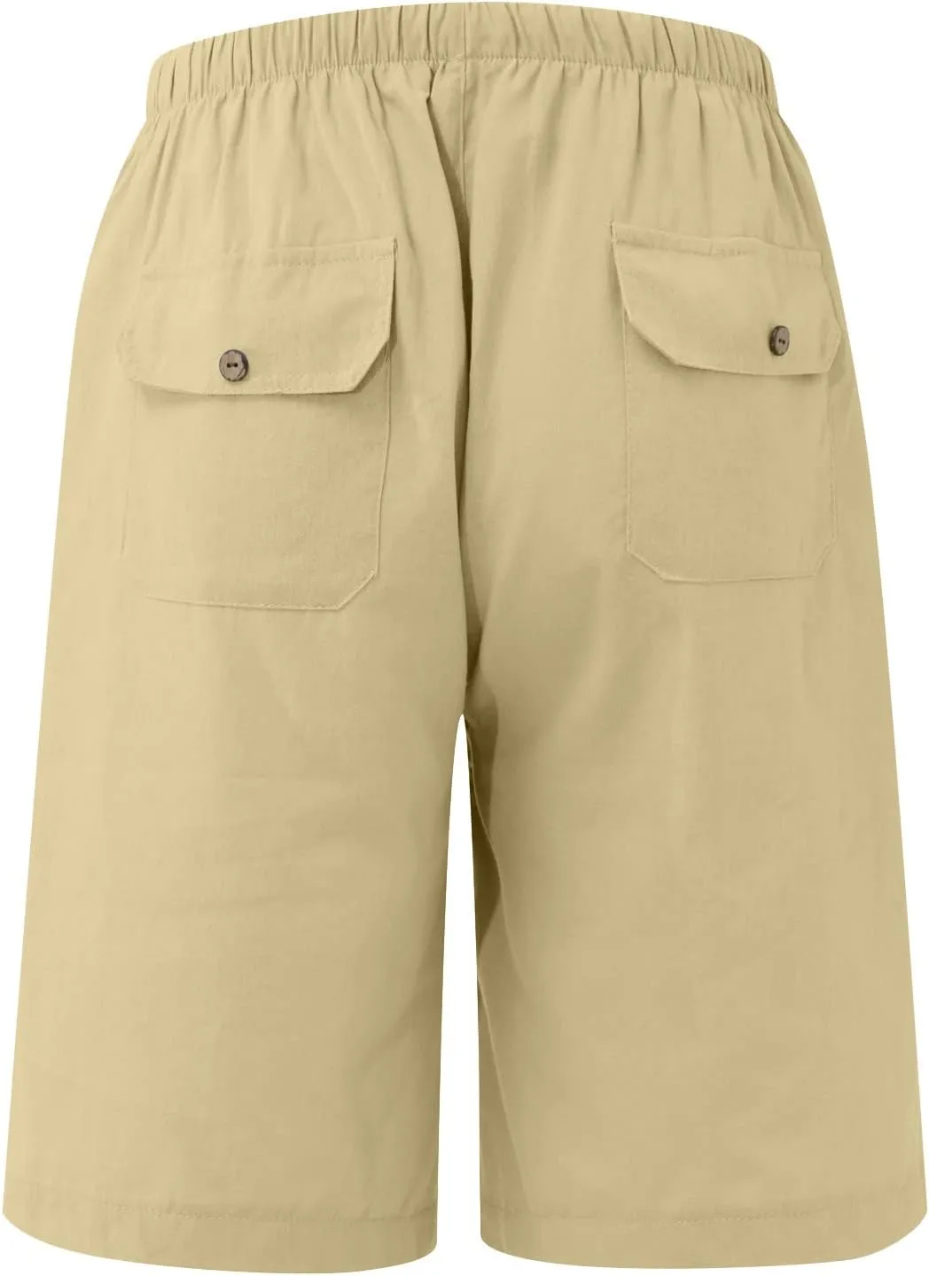 Mens Linen Shorts Casual Elastic Waist Drawstring Lightweight Summer Beach Golf Shorts with Pockets