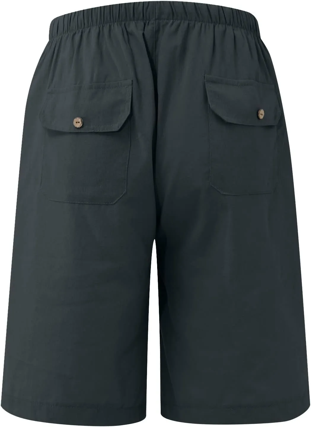 Mens Linen Shorts Casual Elastic Waist Drawstring Lightweight Summer Beach Golf Shorts with Pockets