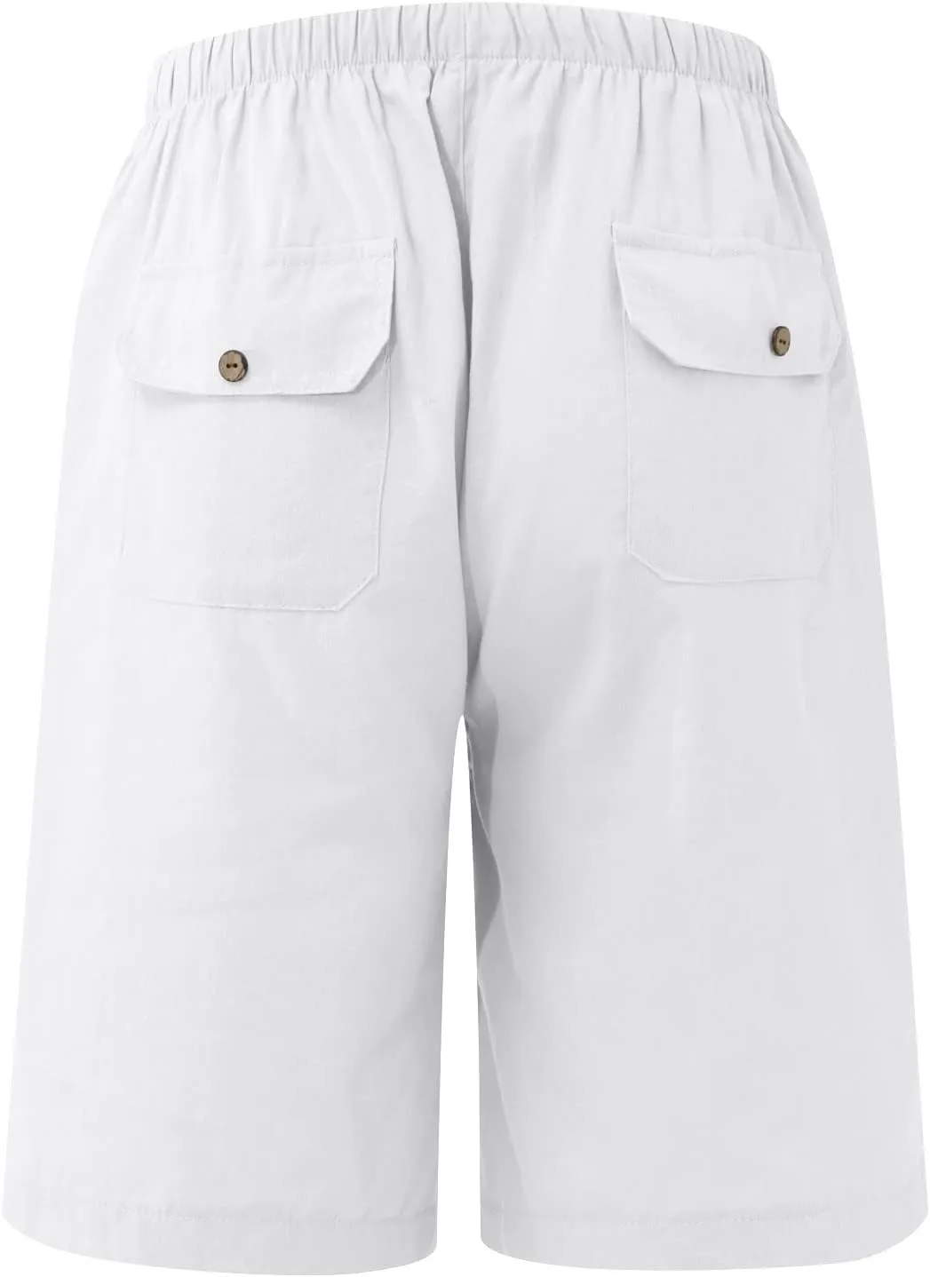 Mens Linen Shorts Casual Elastic Waist Drawstring Lightweight Summer Beach Golf Shorts with Pockets