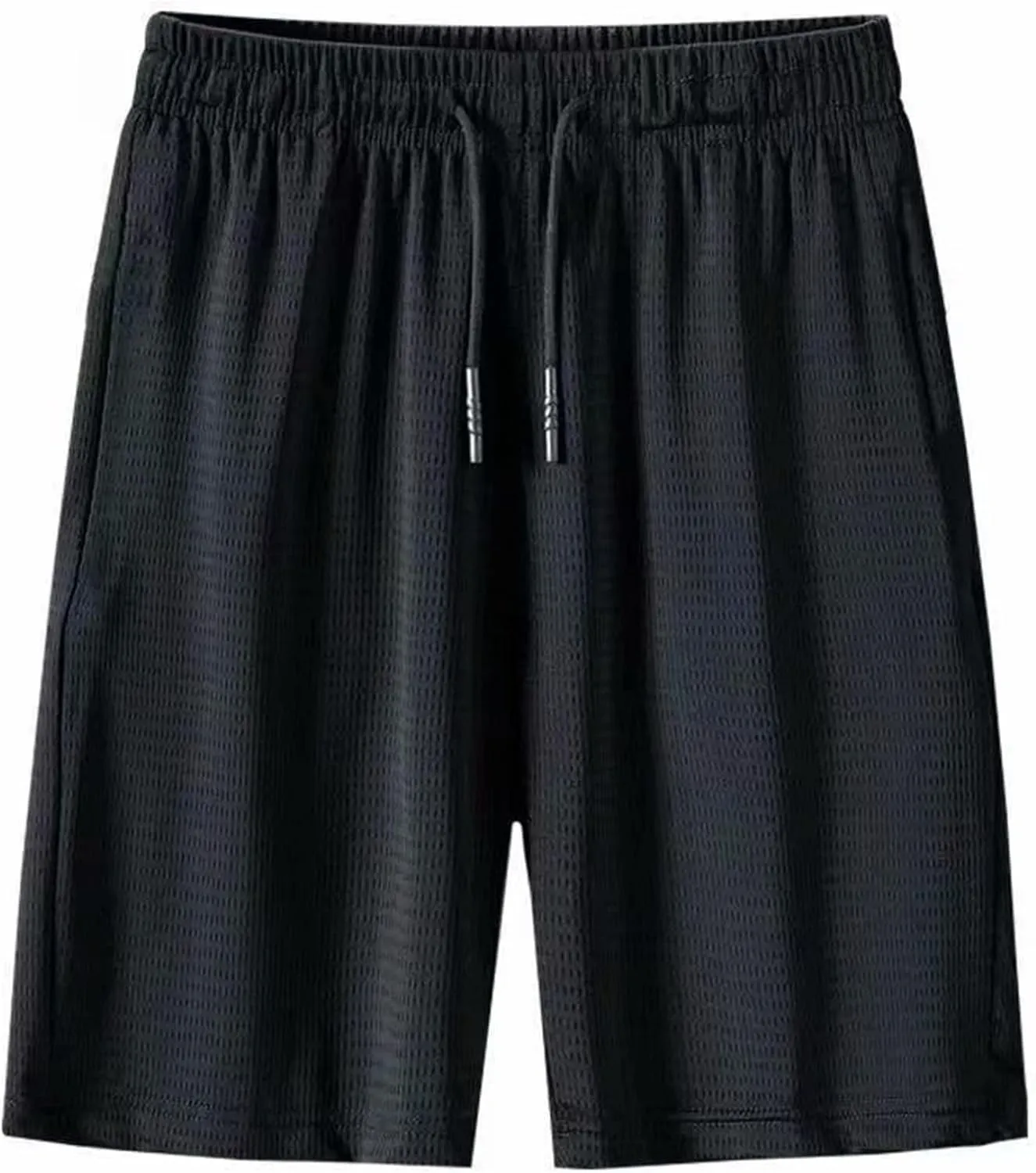 Men's Pajama Shorts Cotton Lounge Sleep Shorts Elastic Waist Sleepwear Pants with Pockets Black
