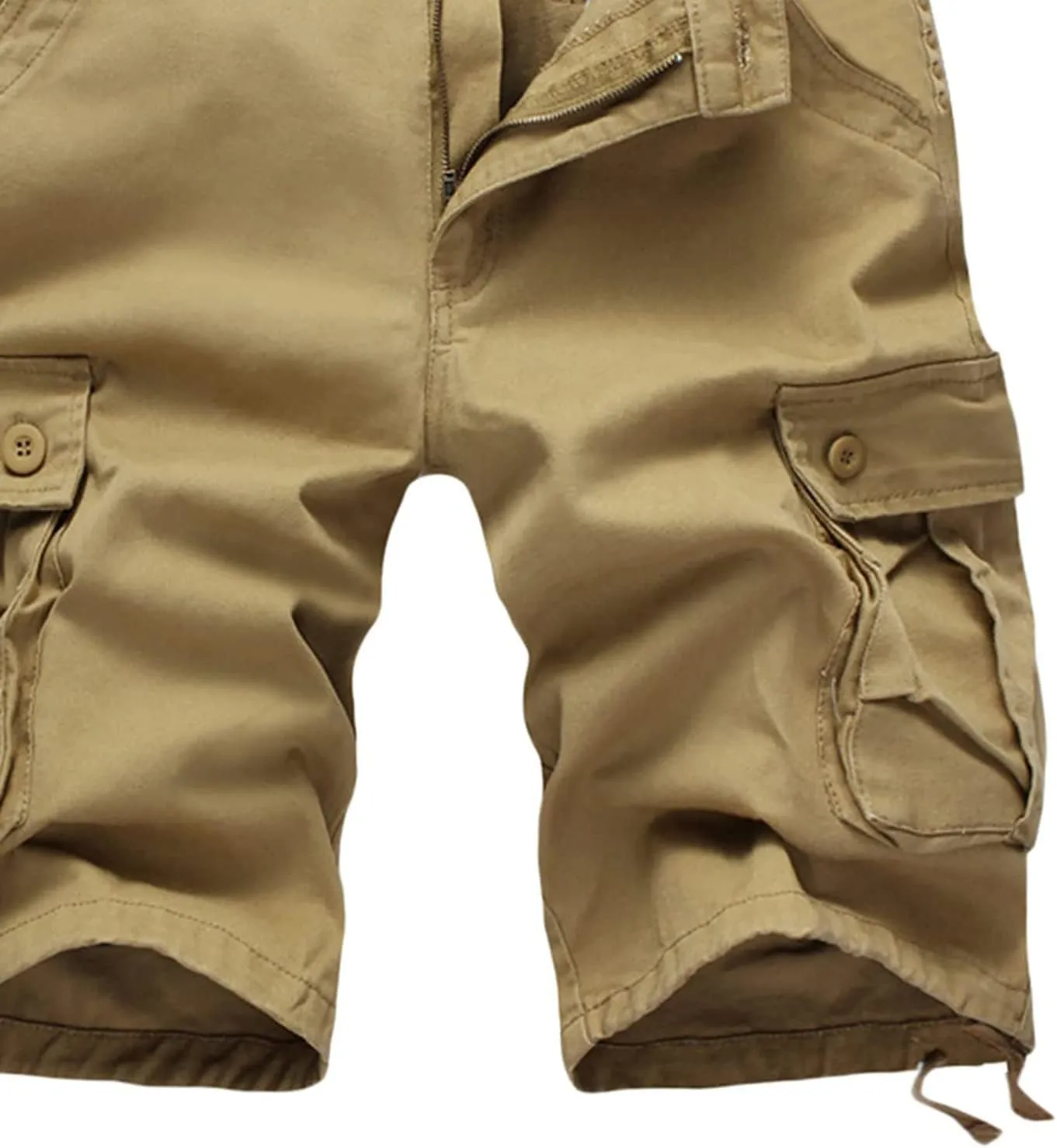Mens Shorts 6 Inch Inseam Buckle Zipper Multi Pockets Cargo Shorts Regular Big & Tall Solid Work Utility Shorts