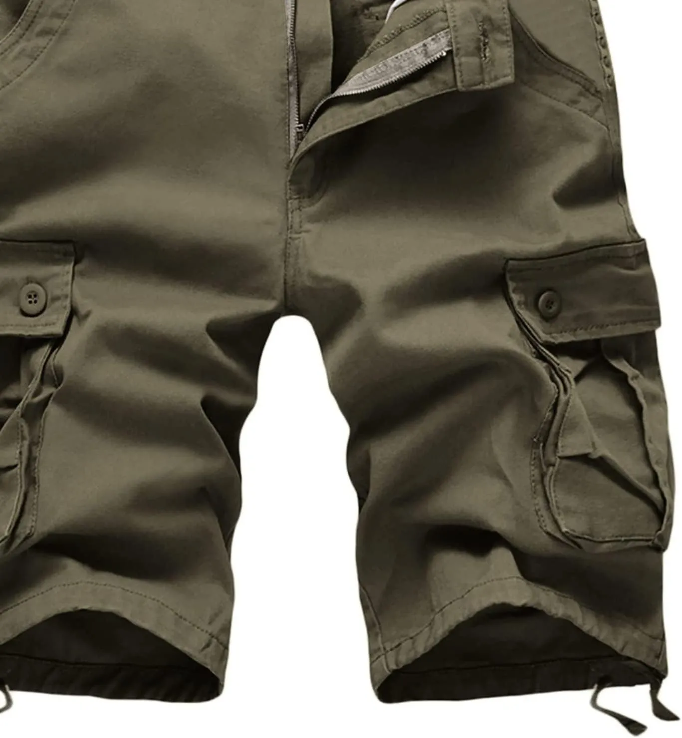 Mens Shorts 6 Inch Inseam Buckle Zipper Multi Pockets Cargo Shorts Regular Big & Tall Solid Work Utility Shorts