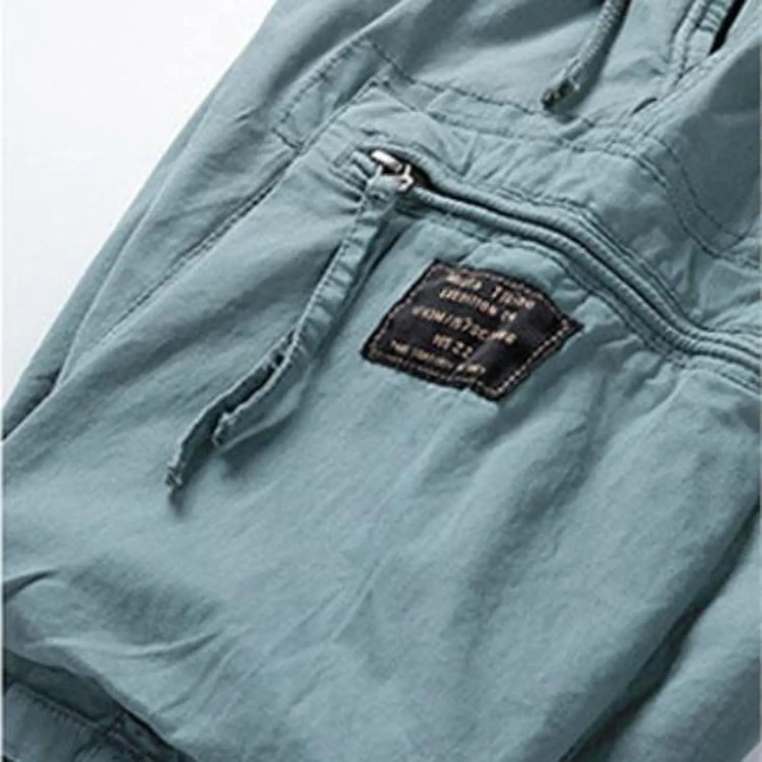 Mens Stretch Shorts Classic Fit Cotton Drawstring Multi Pockets Solid Cargo Shorts Fashion Work Tooling Shorts