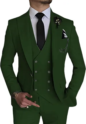 MenS Suit Slim Fit 3-Piece Leisure Suit One Button Blazer Dress Business Wedding Party Jacket Vest & Pants