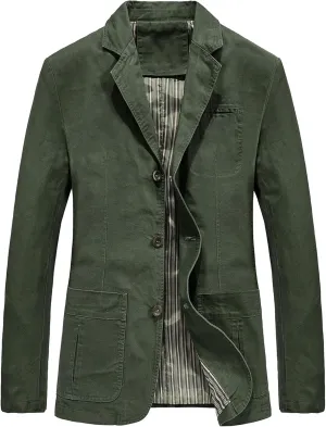 Men's Tailored Slim Denim Blazer Wrinkle Resistant Office Casual Jacket Multiple Color Choices