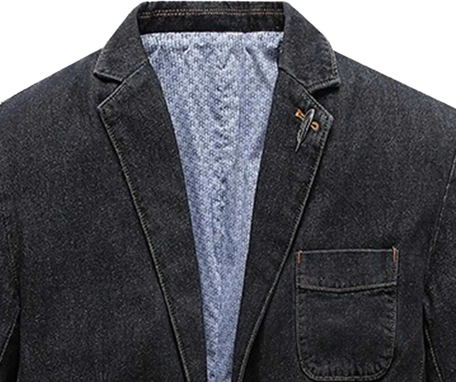 Men's Tailored Slim Denim Blazer Wrinkle Resistant Office Casual Jacket Multiple Color Choices