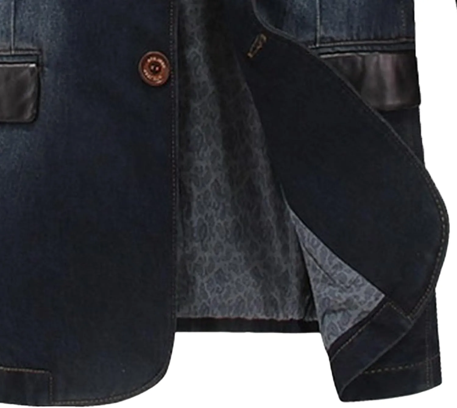 Men's Tailored Slim Denim Blazer Wrinkle Resistant Office Casual Jacket Multiple Color Choices