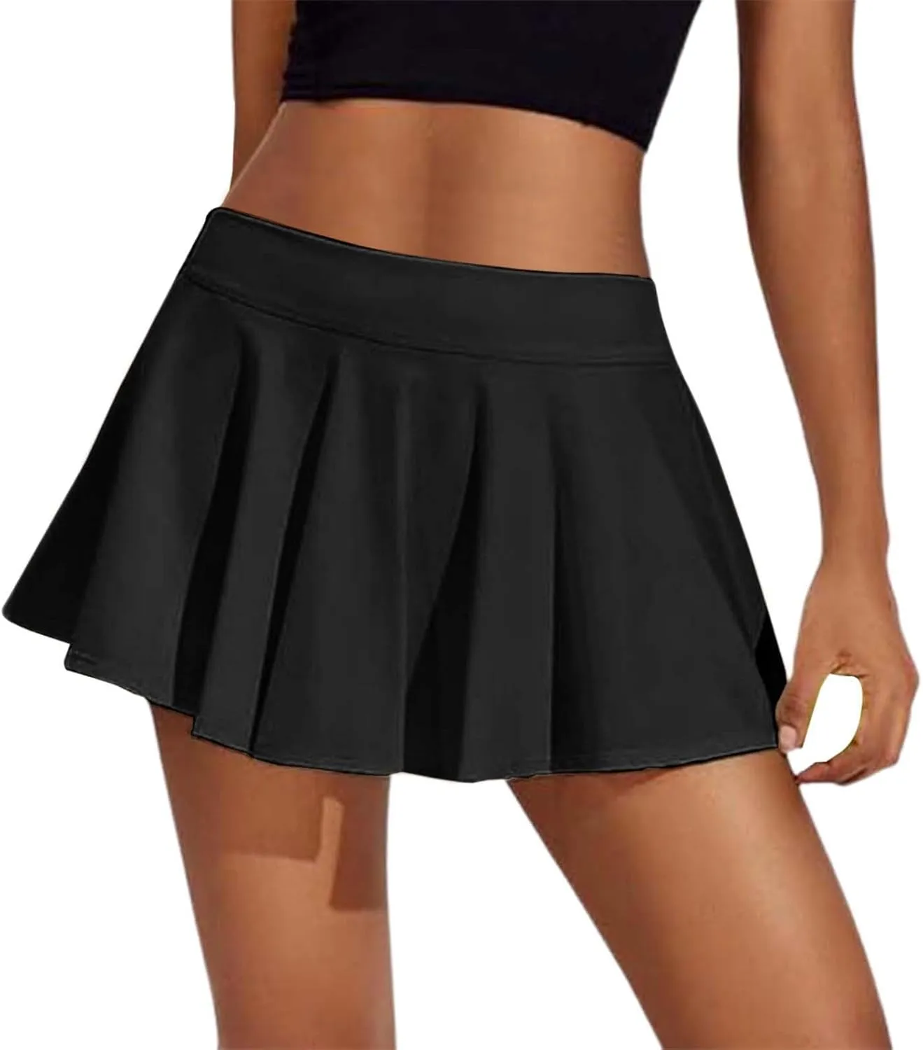 Mini Skirt for Running Sports Womens Outdoor Athletic High Elastic Waist Pleated A-Line Tennis Mini Skirts for Women