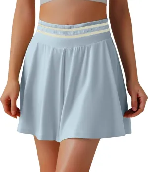 Mini Skirt for Women High Elastic Waist Sports Tummy Control Flowy Yoga Short Skirts for Summer Running Athletic