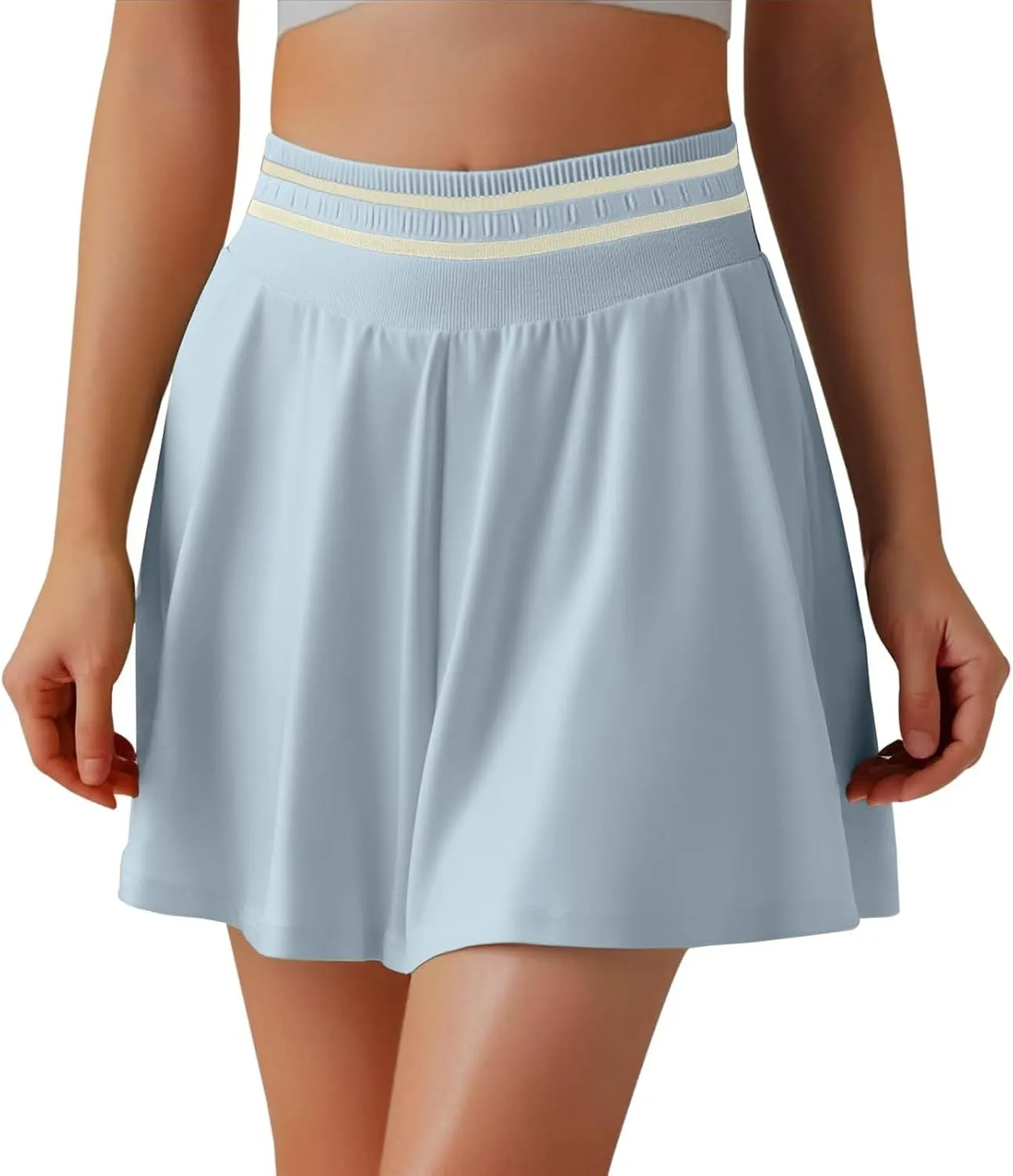 Mini Skirt for Women High Elastic Waist Sports Tummy Control Flowy Yoga Short Skirts for Summer Running Athletic