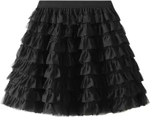 Mini Skirts for Women Cute Tutu Skirt Multi-Layered Elastic High Waist Short Tulle Skirts Y2K Pleated Half Dress