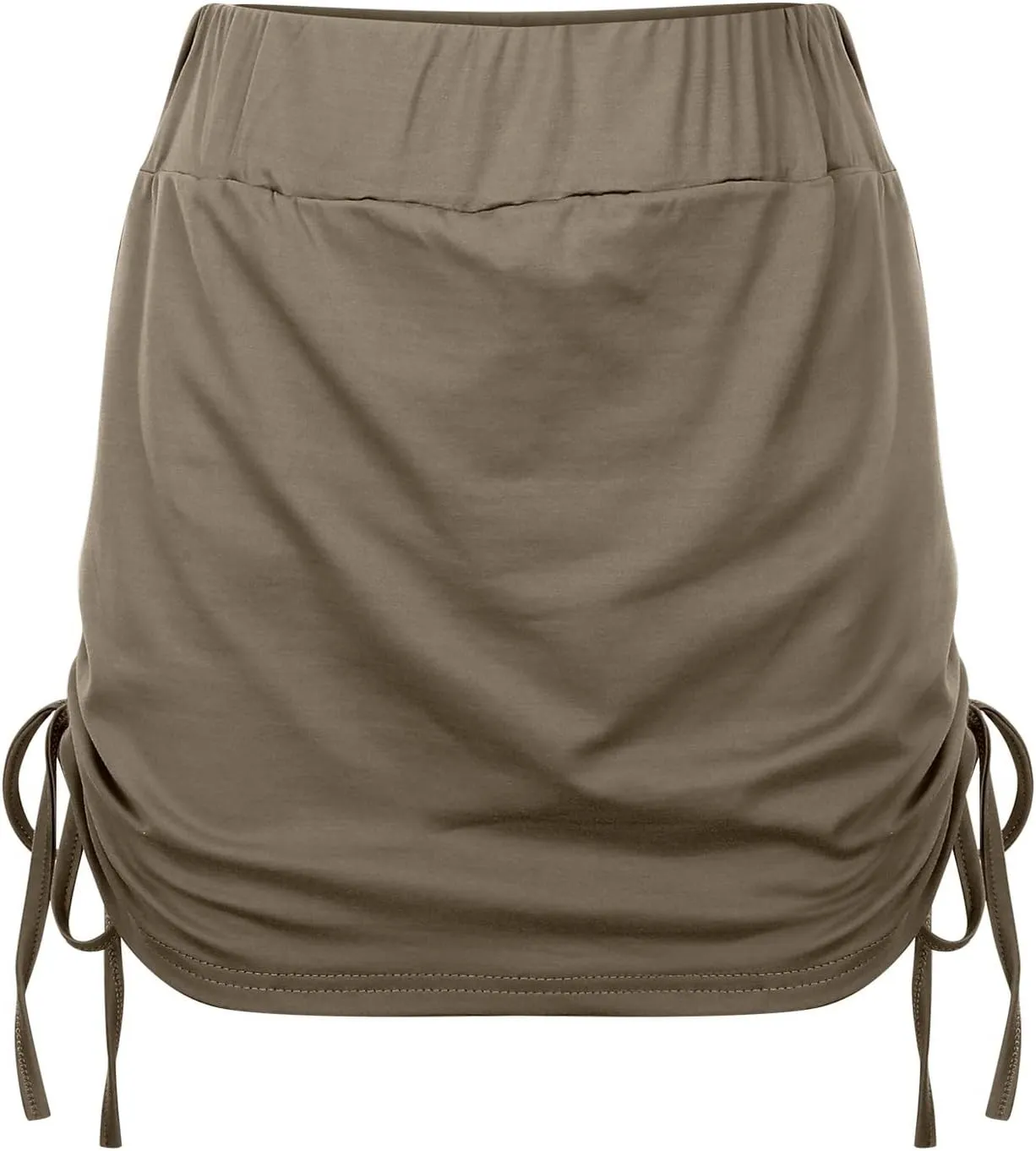 Mini Skirts for Women Sexy Lace Up Solid High Elastic Waist Slim Fit Stretchy Casual Pencil Shorts Skirts for Summer