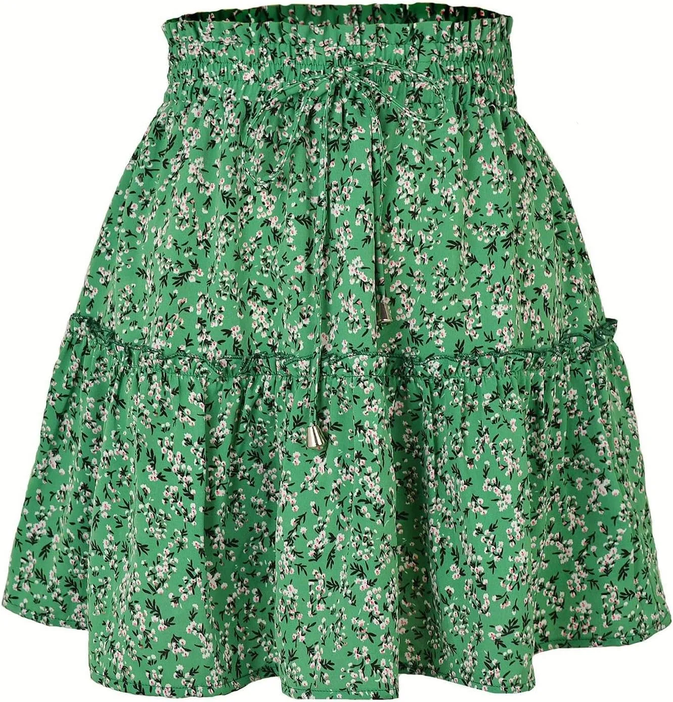 Mini Skirts for Women Trendy Summer Floral Short Skirts Drawstring High Rise Boho Beach Flowy Pleated A Line Skorts