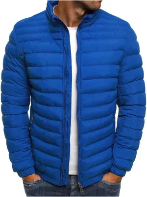 Mmoneyake Men's Down Puffer Jacket Lightweight Packable Outerwear Solid Color Zip Up Warm Cozy Coats Quilted Padded Jacket