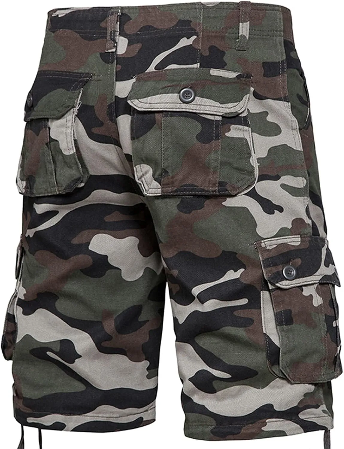 Muscularfit Mens Gym Shorts Camouflage Cotton Multi Pockets Cargo Shorts Big and Tall Buckle Zipper Utility Tooling Shorts