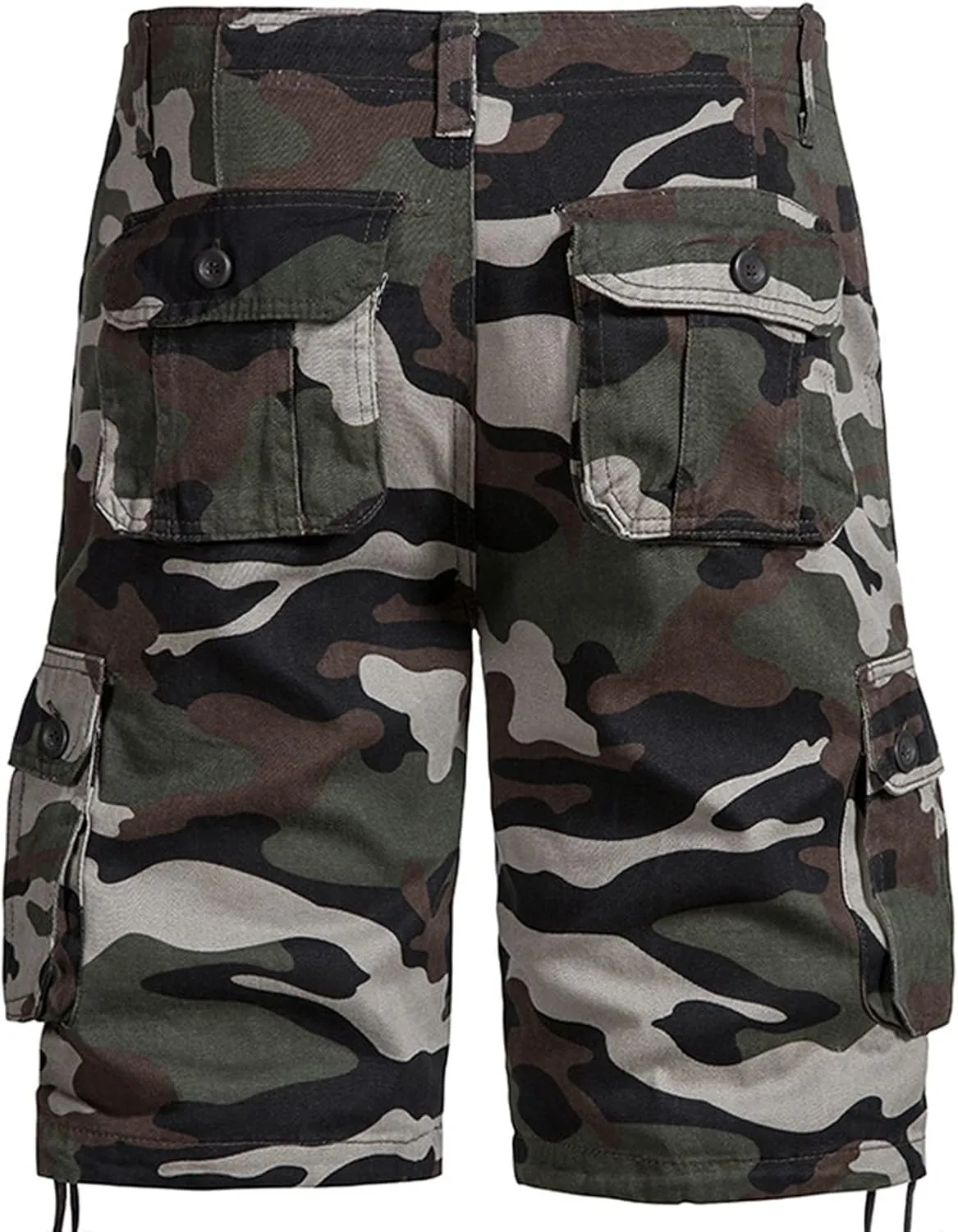Muscularfit Mens Gym Shorts Camouflage Cotton Multi Pockets Cargo Shorts Big and Tall Buckle Zipper Utility Tooling Shorts