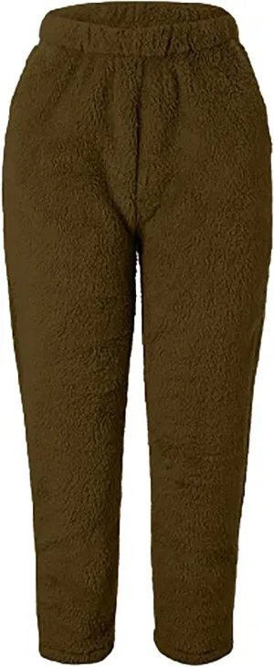 NaRHbrg Women's Fuzzy Lounge Pants Casual Pajamas Pure Color Fleece Long Pants Comfy Fluffy Loungewear Bottoms Sleepwear