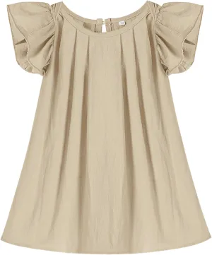 Neutocd Infant Baby Girl Cotton Linen Ruffle Sleeveless Cute Toddler Dress Casual Back Button Closure Summer Party Sundress