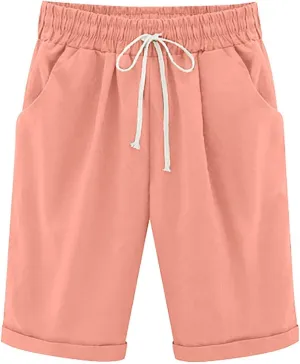 NLOMOCT Women's Bermuda Shorts Casual,Bermuda Shorts for Women High Waisted Jeans,Women's 7'' Cotton Bermuda Shorts with 3 Pockets Casual Summer Lightweight Workout Shorts Side Split Loose Fit