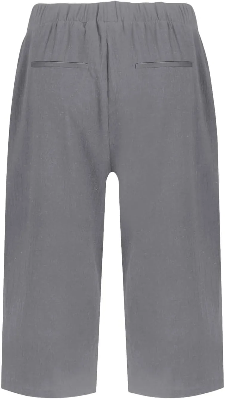 Pedal Pushers for Women Lightweight and Thin Summer Bermuda Shorts Baggy Casual Summer Capri Shorts with Pockets