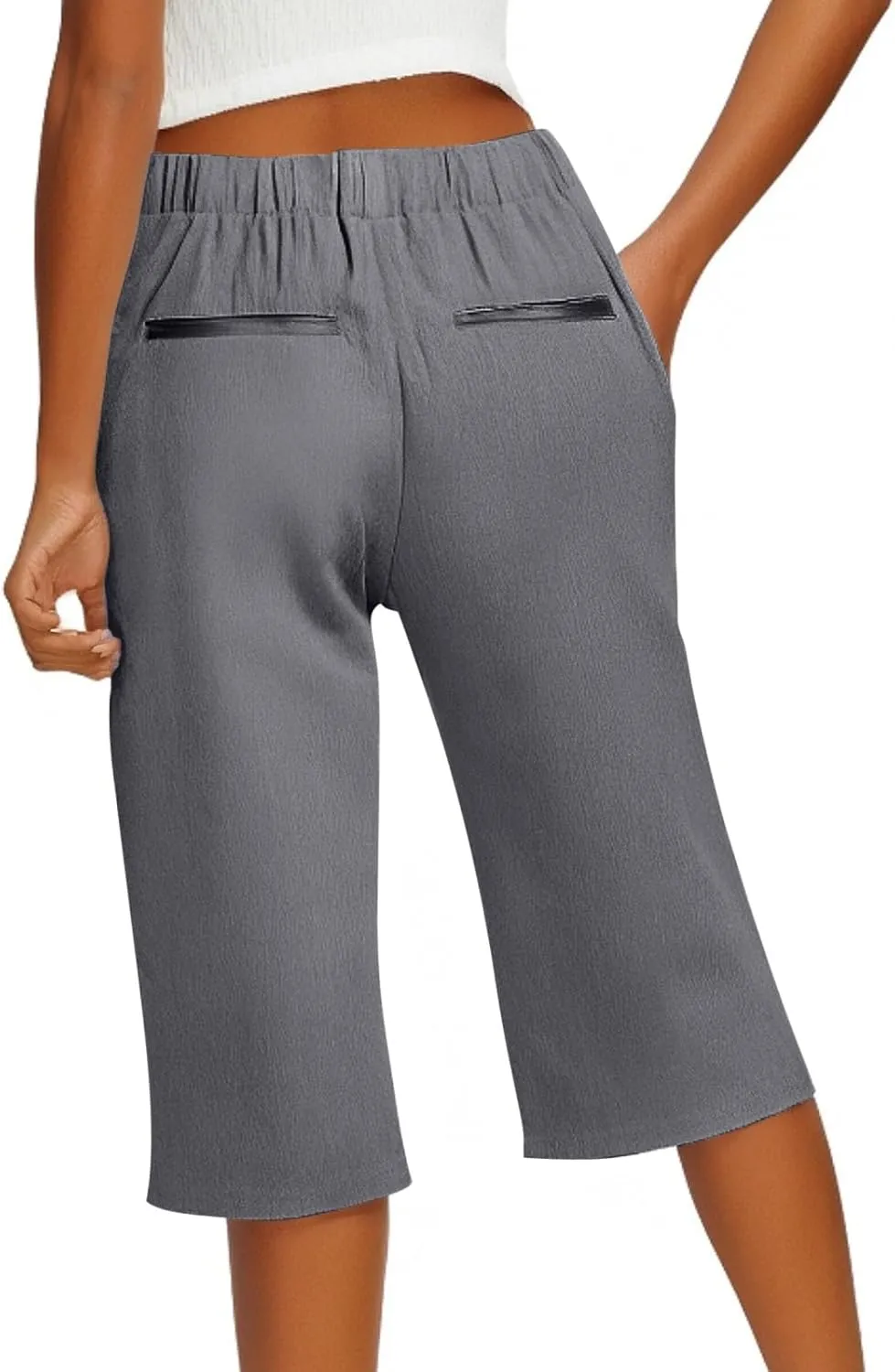 Pedal Pushers for Women Lightweight and Thin Summer Bermuda Shorts Baggy Casual Summer Capri Shorts with Pockets