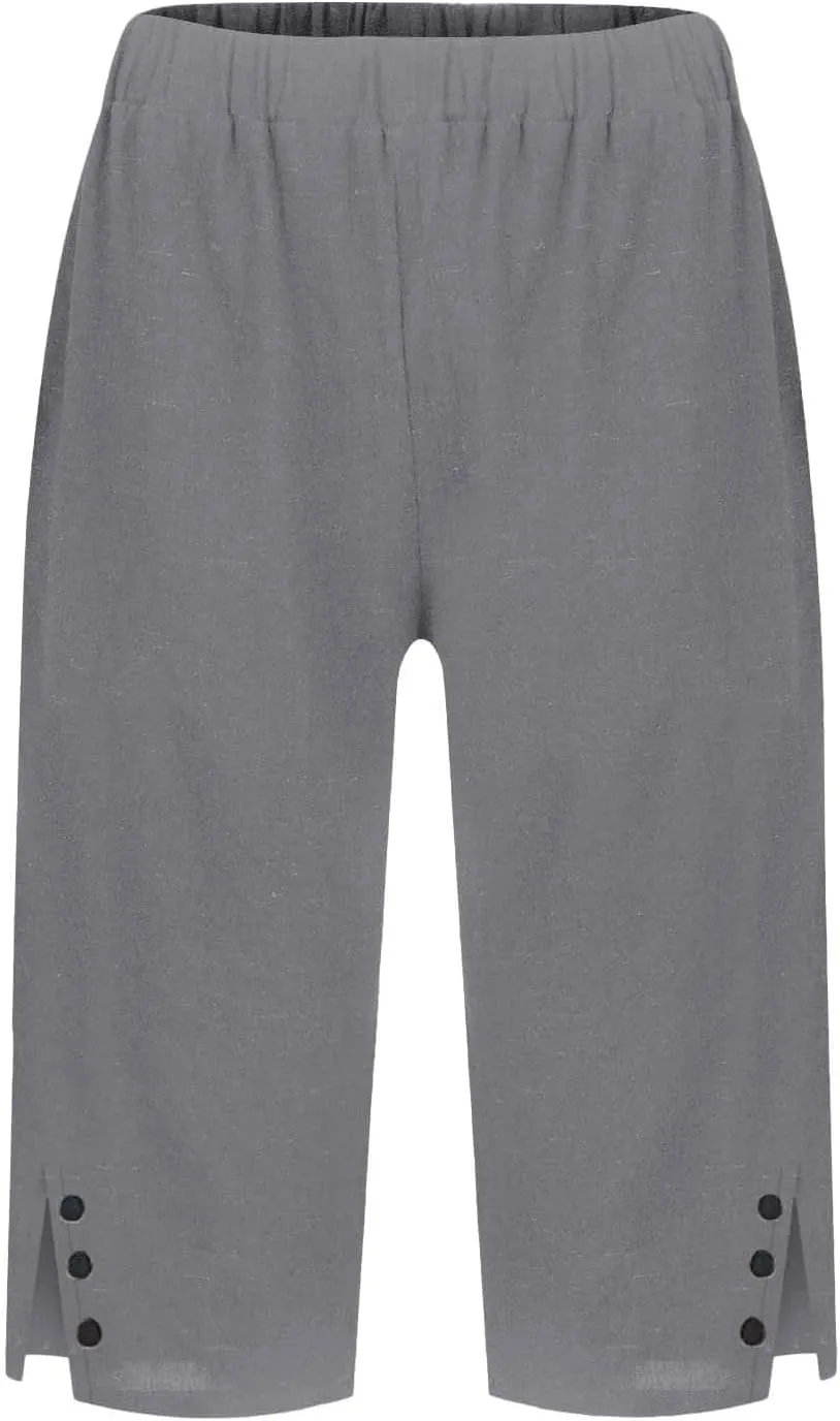 Pedal Pushers for Women Lightweight and Thin Summer Bermuda Shorts Baggy Casual Summer Capri Shorts with Pockets