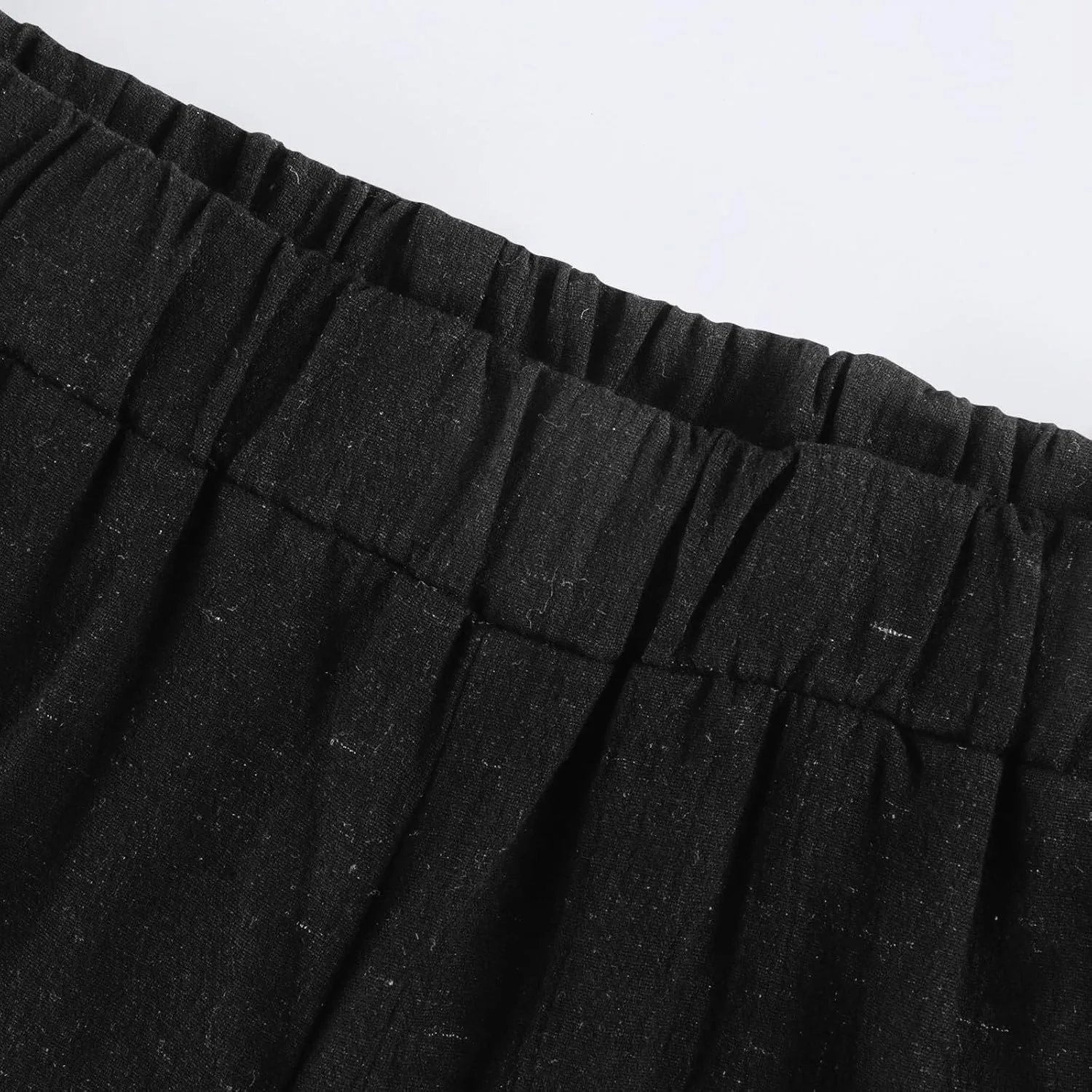 Pedal Pushers for Women Summer Casual Elastic High Waisted Wide Leg Linen Pants Baggy Bermuda Shorts with Pockets