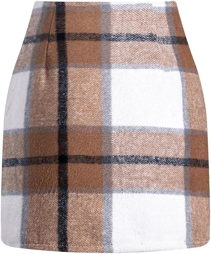 Plaid Skirts for Women Mini Skirts 2025 Aline High Waisted Short Sweater Skirt Pencil Skirt Knee Length