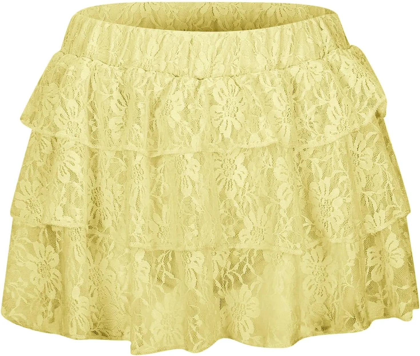 Pleated Skirt for Women Summer Casual Low Rise Lace Mesh Ruffle Hem A-Line Y2K Sexy Mini Skirts for Girls Streetwear