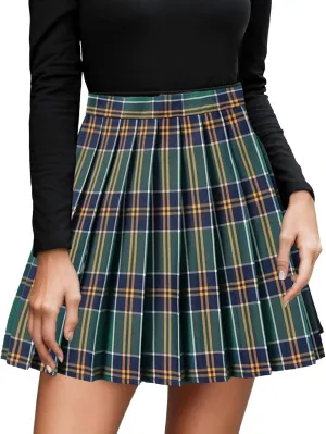Pleated Skirt Midi for Women Summer Casual A Line Trendy Pleated High Elastic Waist Cheer Mini Skirts for Girls