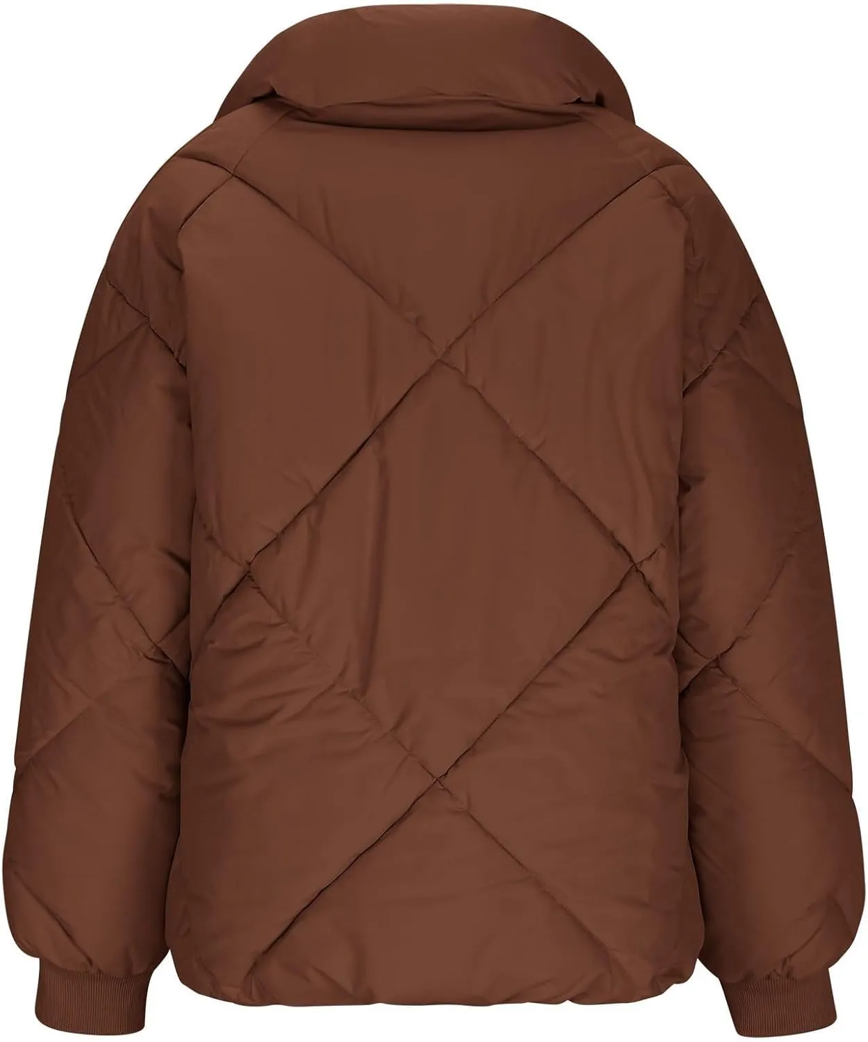 Quilted Puffer Jacket for Women Casual Puffy Zip Up Jackets with Pockets Warm Winter Padded Down Coats Outerwear