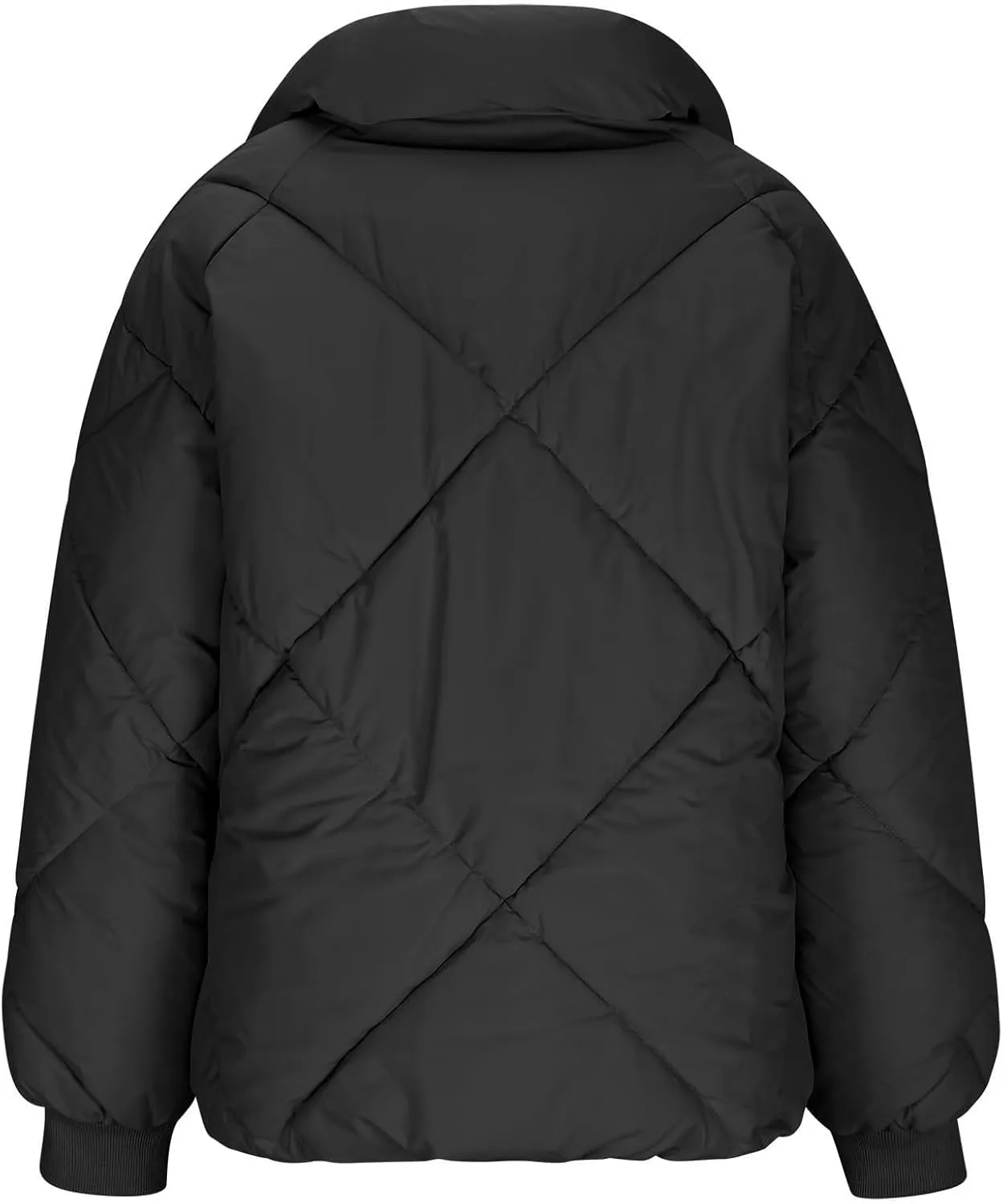 Quilted Puffer Jacket for Women Casual Puffy Zip Up Jackets with Pockets Warm Winter Padded Down Coats Outerwear
