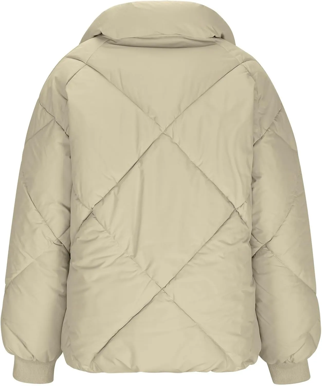 Quilted Puffer Jacket for Women Casual Puffy Zip Up Jackets with Pockets Warm Winter Padded Down Coats Outerwear