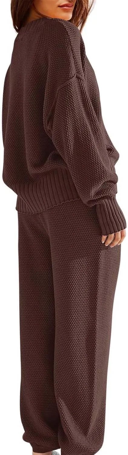 ReachMe Women's Loungewear Set - Cozy Knit Cardigan & Button Sweater 2 Piece Outfit