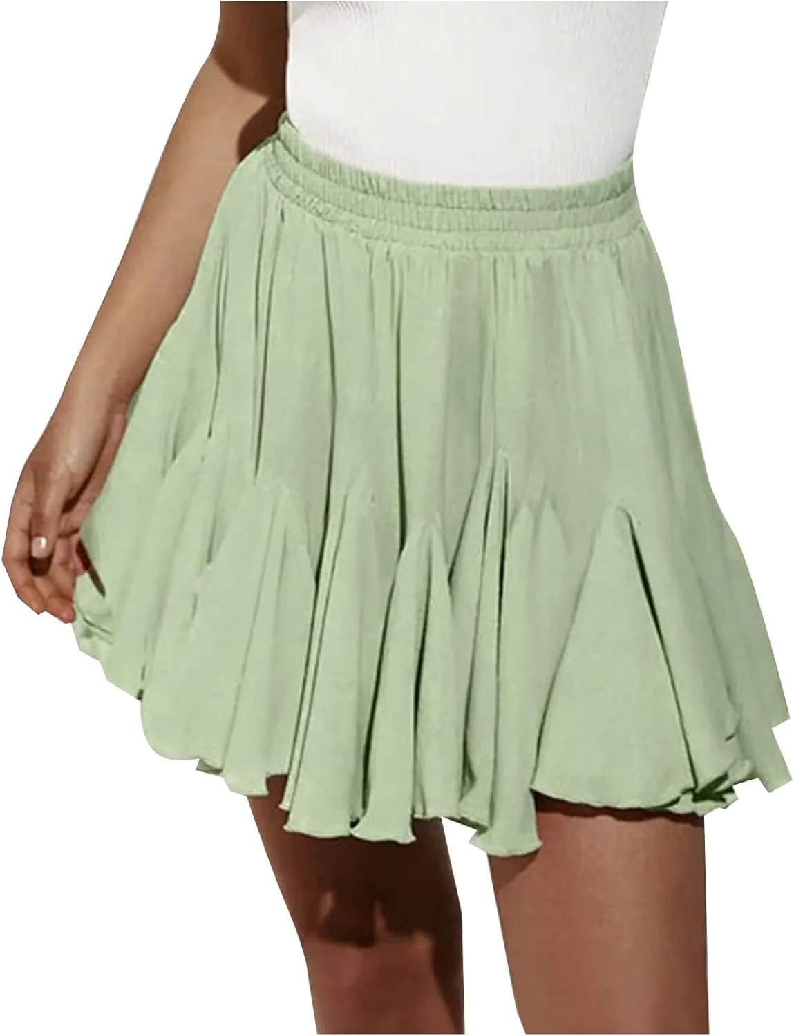 Ruffle Mini Skirt for Women High Waist Flared A Line Skater Skirts Summer Casual Trendy Outfits