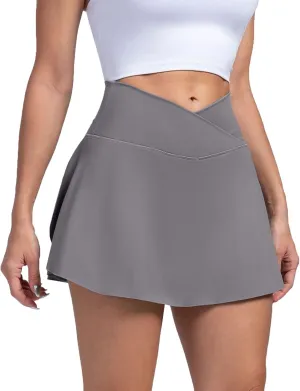 Ruffle Skirt, Women's Sports Short Yoga Pants, Tennis Outdoor High Waisted Yoga Cotton for Tennis (XL, Gray)