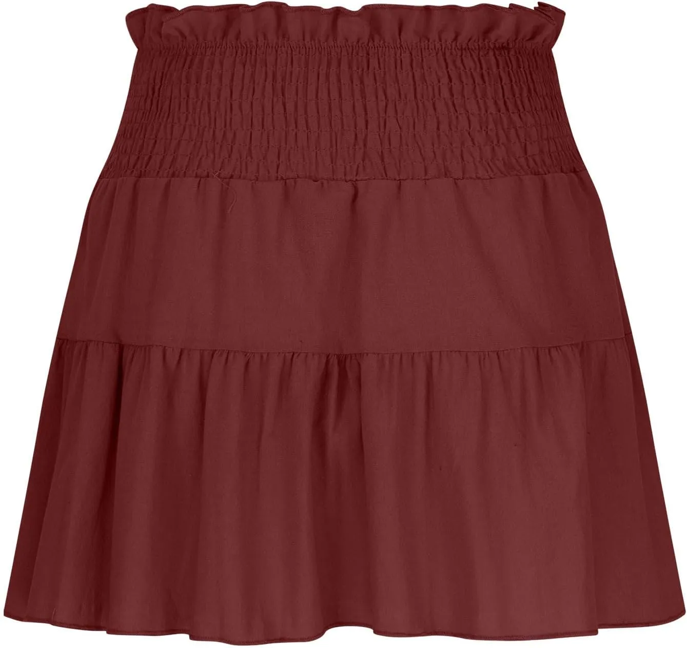 Ruffle Tiered Short Skirt for Women Summer Elastic Waisted Pleated Layer Skirts Casual Trendy Beach Vacation Skirt