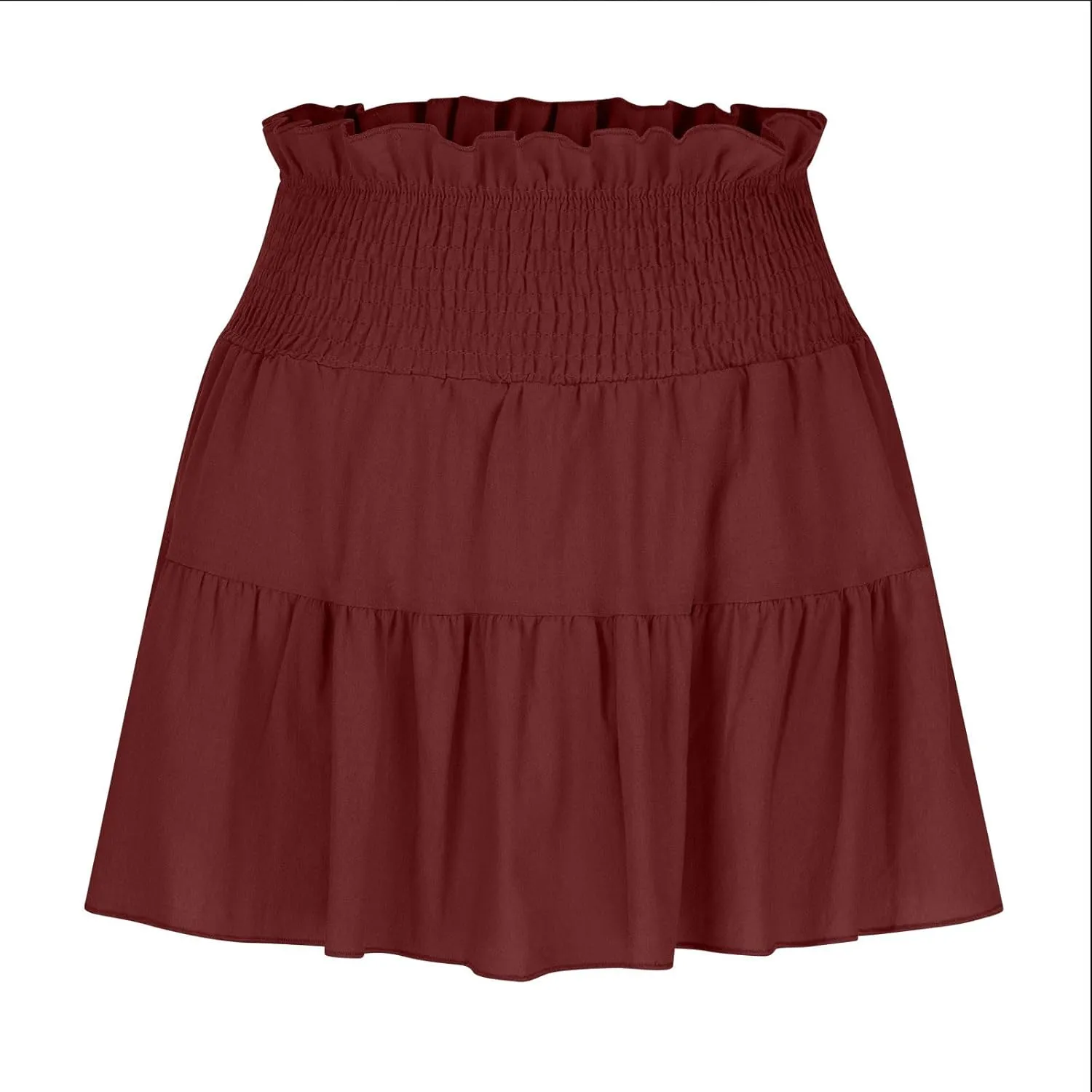 Ruffle Tiered Short Skirt for Women Summer Elastic Waisted Pleated Layer Skirts Casual Trendy Beach Vacation Skirt