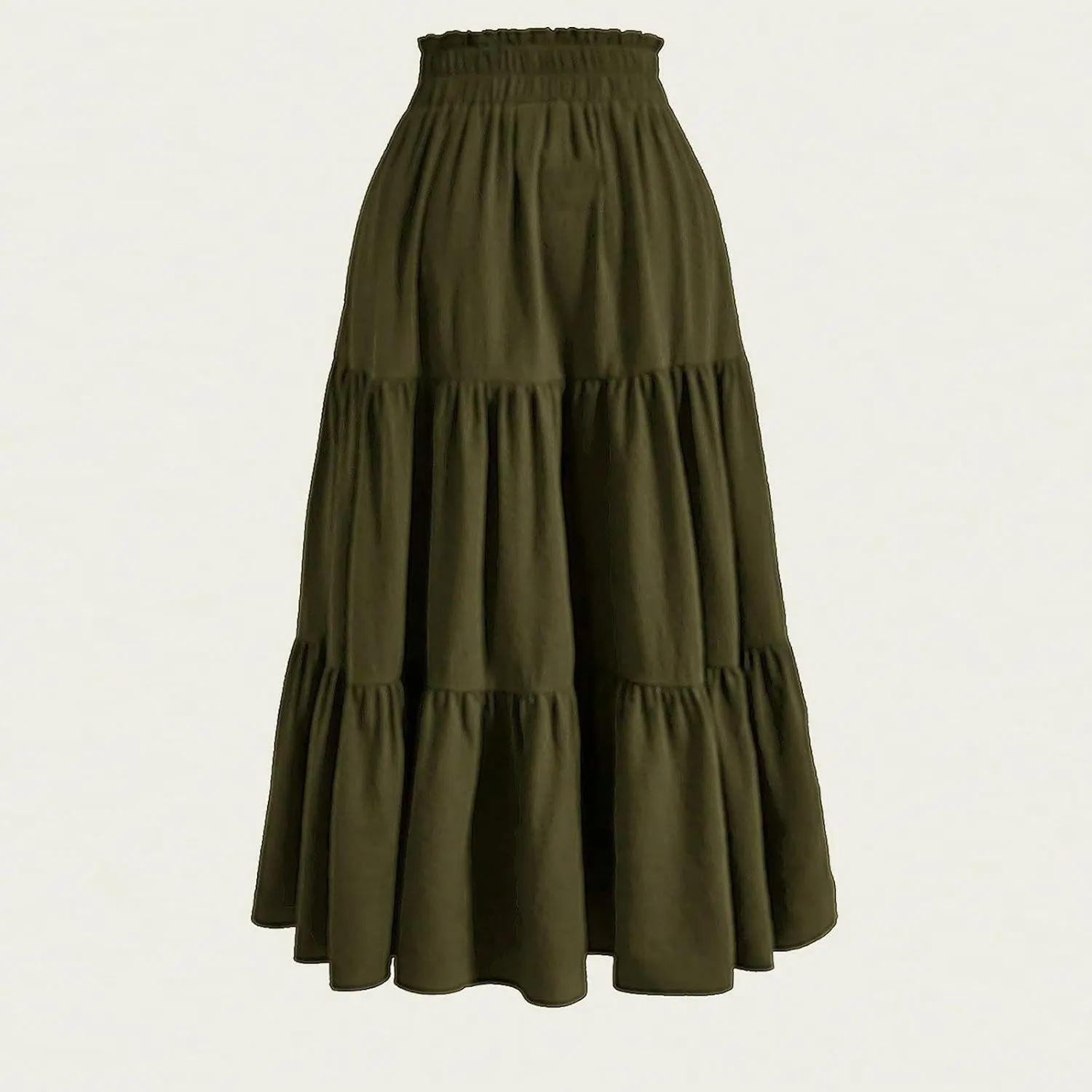 Ruffle Tiered Skirt for Women Summer High Waist Pleated A-Line Flowy Beach Skirts Casual Fashion Vacation Long Skirt