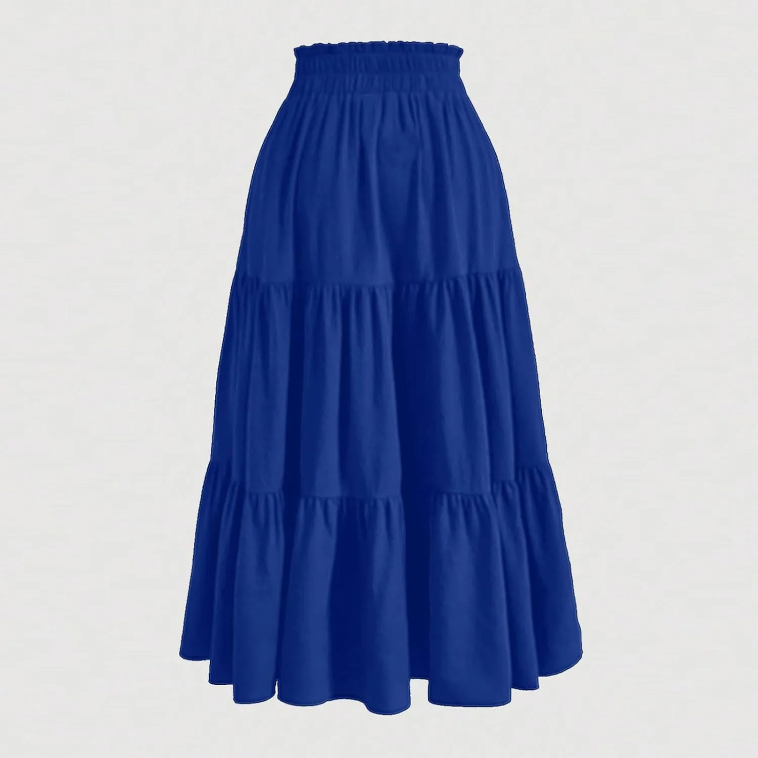 Ruffle Tiered Skirt for Women Summer High Waist Pleated A-Line Flowy Beach Skirts Casual Fashion Vacation Long Skirt